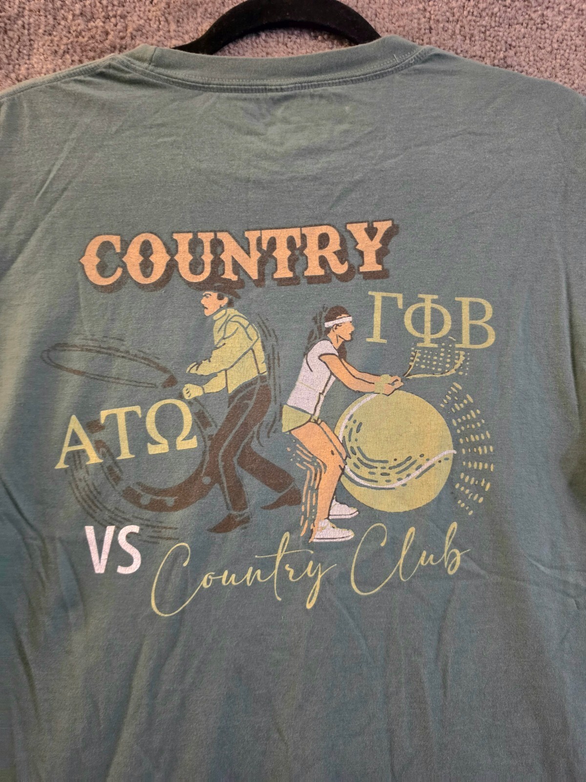 Men Top Size M Sage Green Distressed Comfort Wash Pocket “Country Club” Cotton