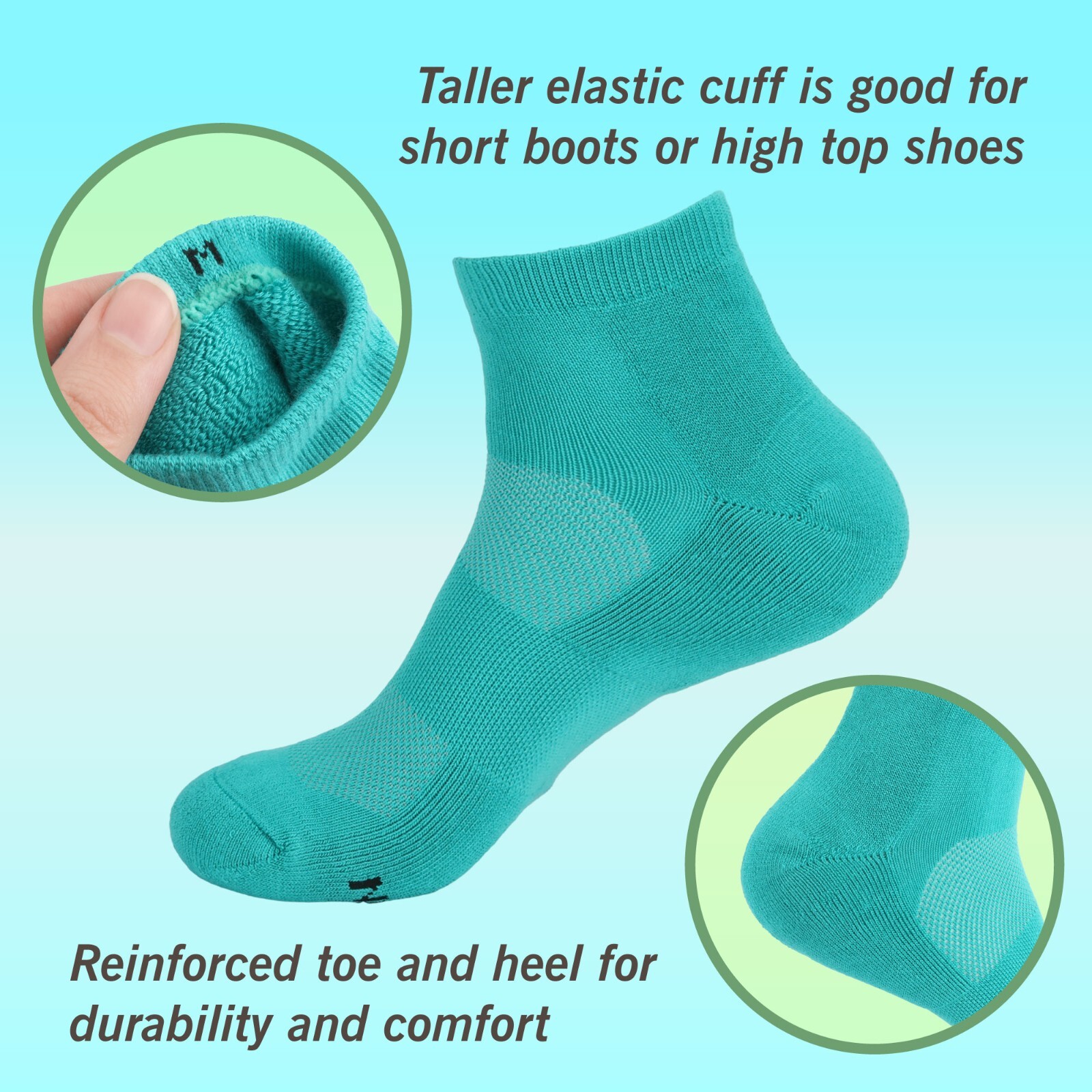 Unisex Rayon from Bamboo Fiber Sports Superior Wicking Athletic Quarter Socks