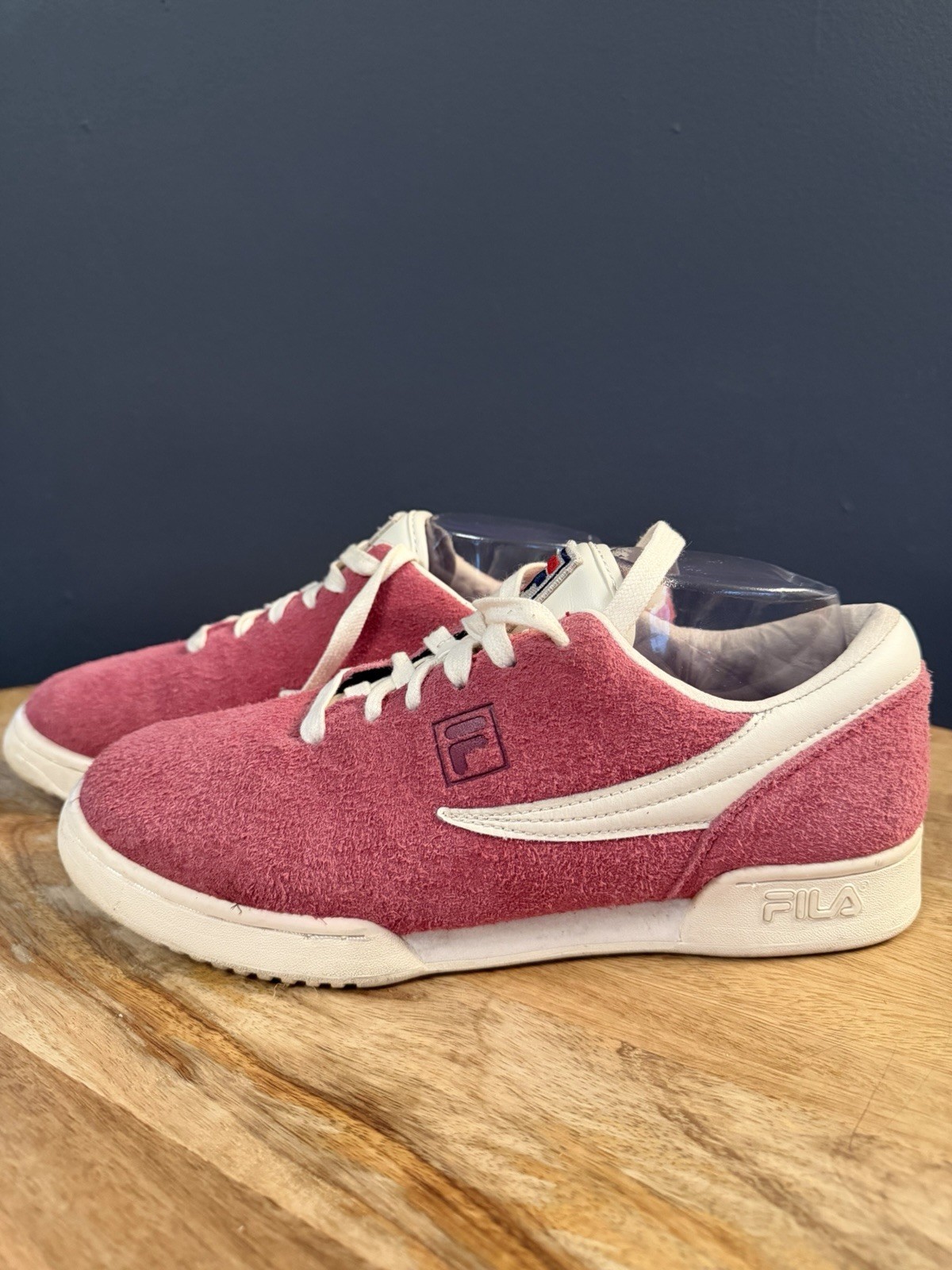 FILA Men’s Low Top Suede Lace Up Athletic Sneakers Pink/White Solid