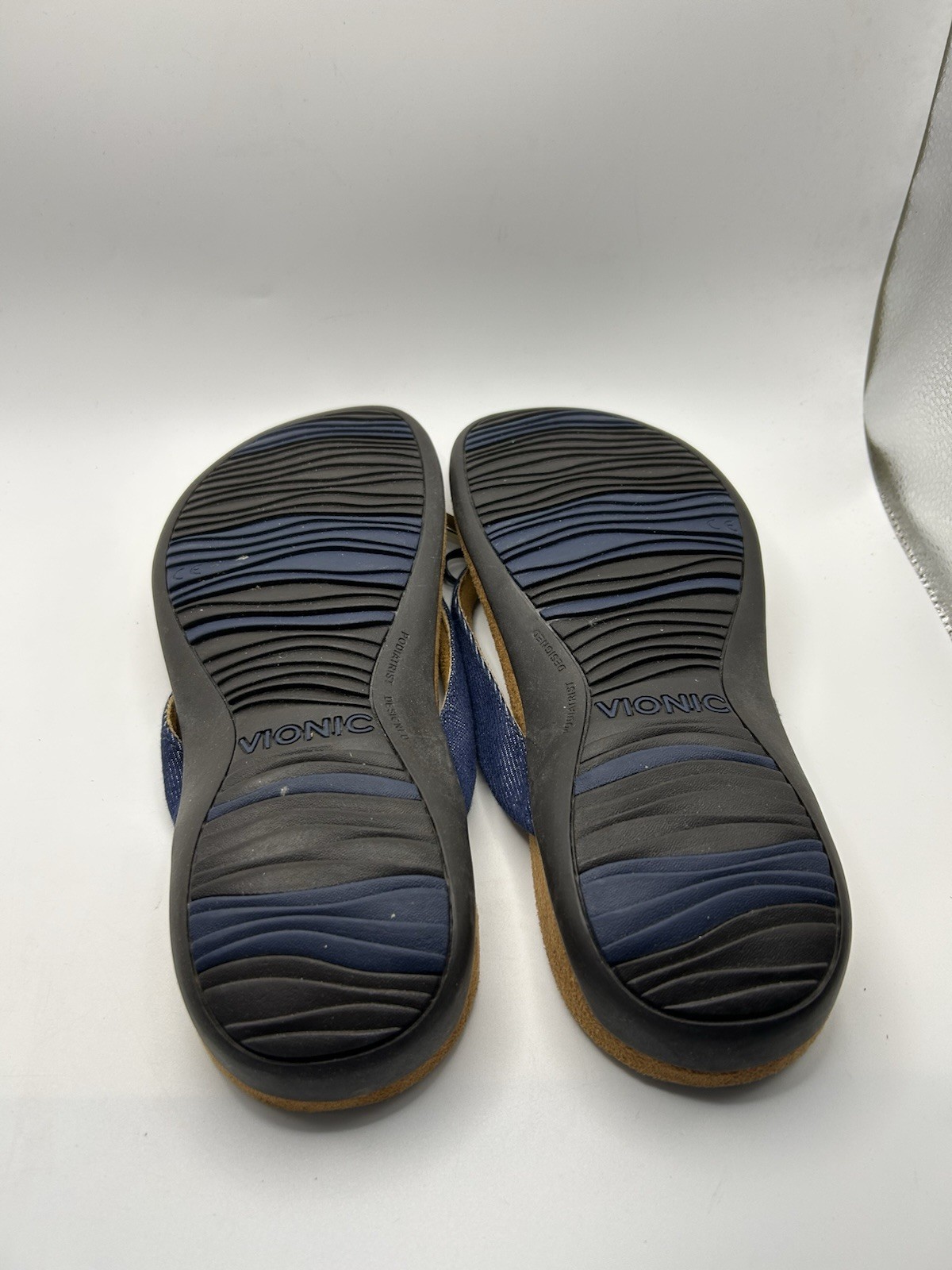 Vionic Bella II Women’s Sandals Denim Strap Bow Ortho Flip Flops Size US 6