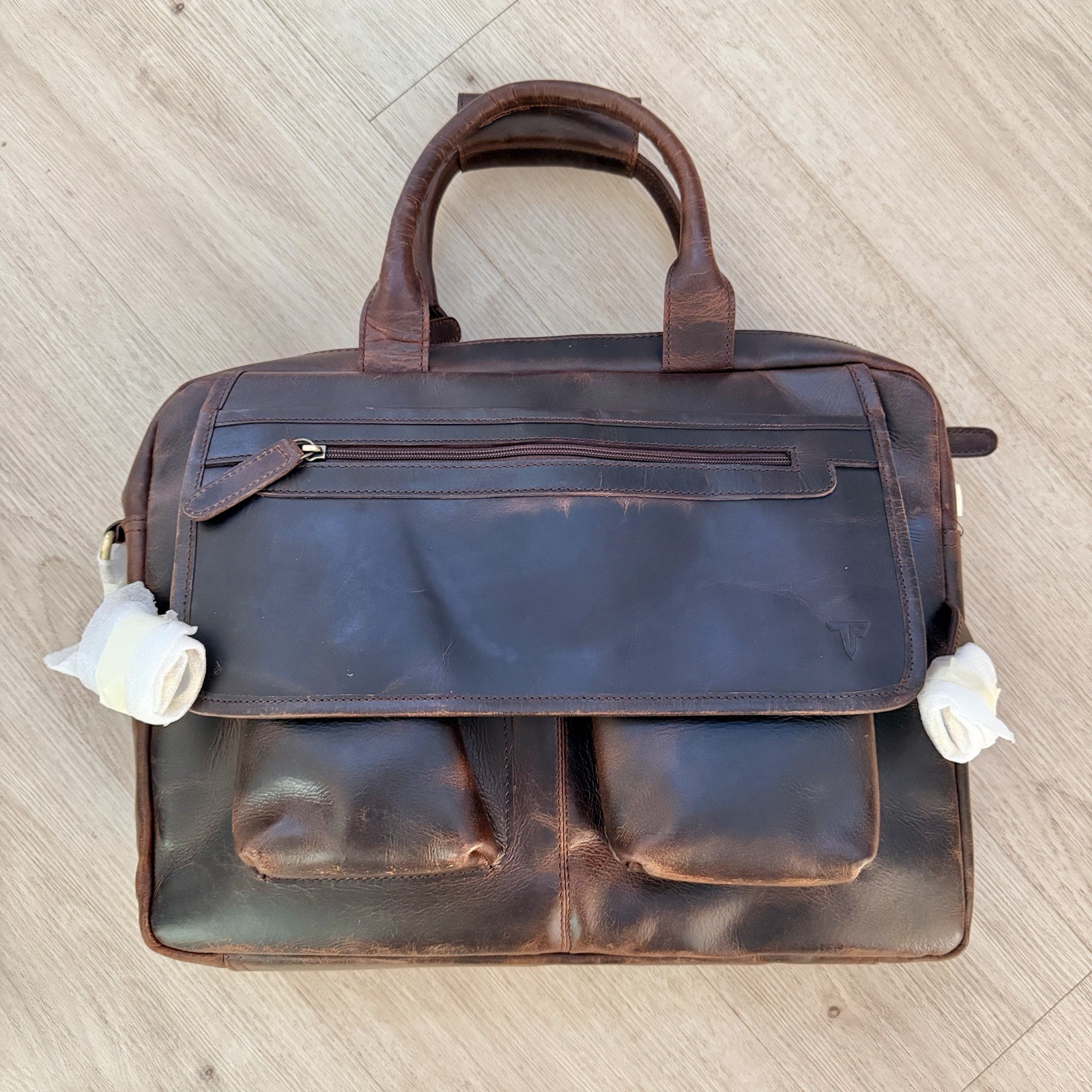Kodiak Leather Co Tony Finau TF Logo Pilot Bag Briefcase Messenger Rare Golf
