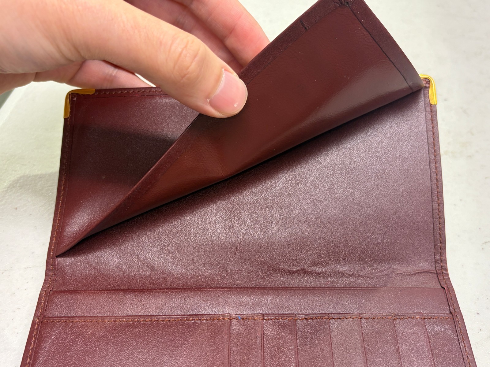 Cartier Leather Long Bifold Wallet in Burgundy / Pre-Owned