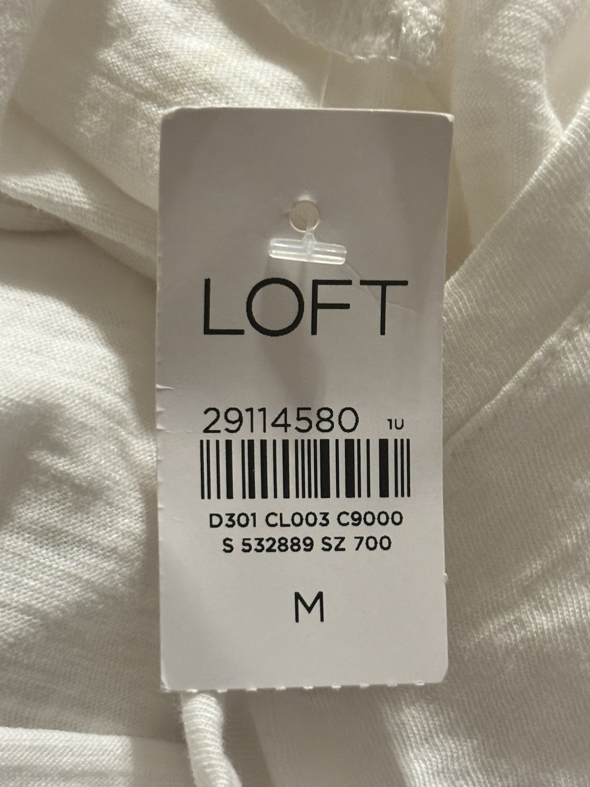 NWT LOFT Scandi Minimal Old Money Shirred Sides Fitted Quiet Luxury Size M