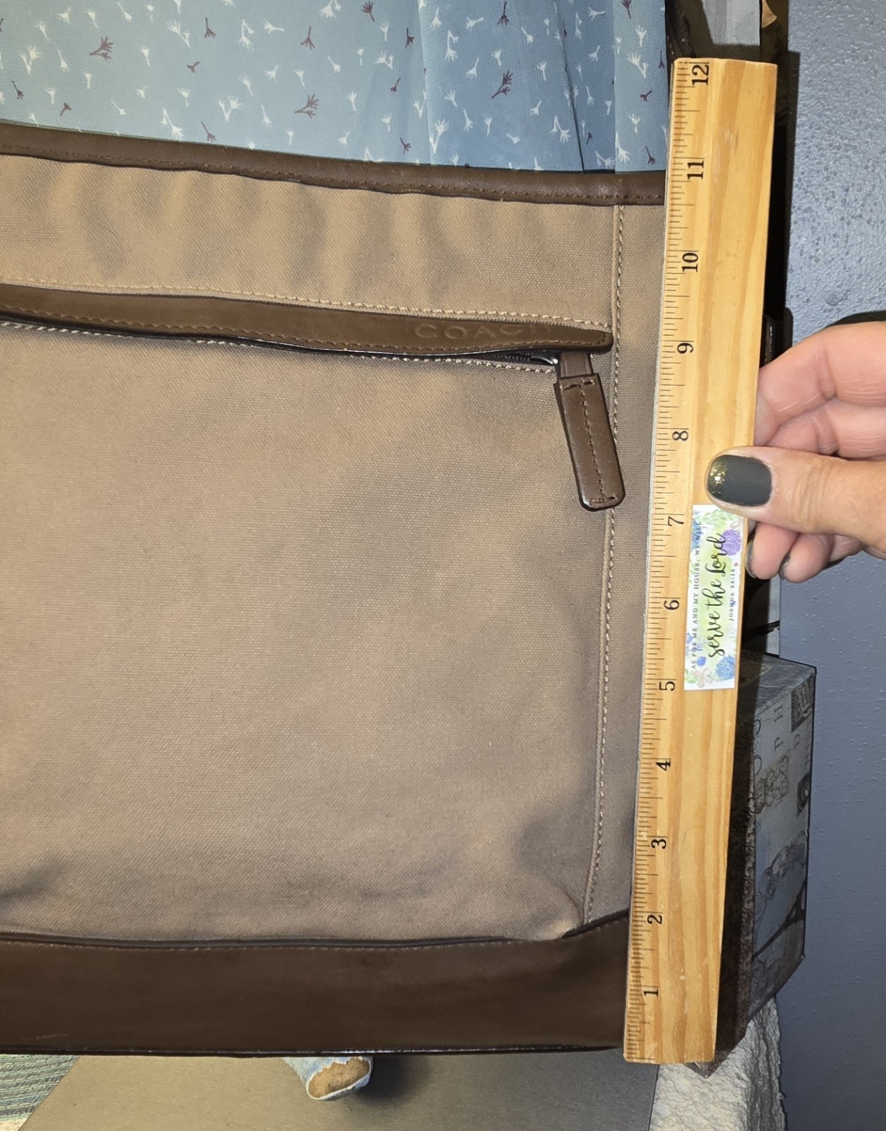 COACH KHAKI BROWN CAMDEN CANVAS ZIP TOP CROSSBODY (F70820) EXCELLENT CONDITION