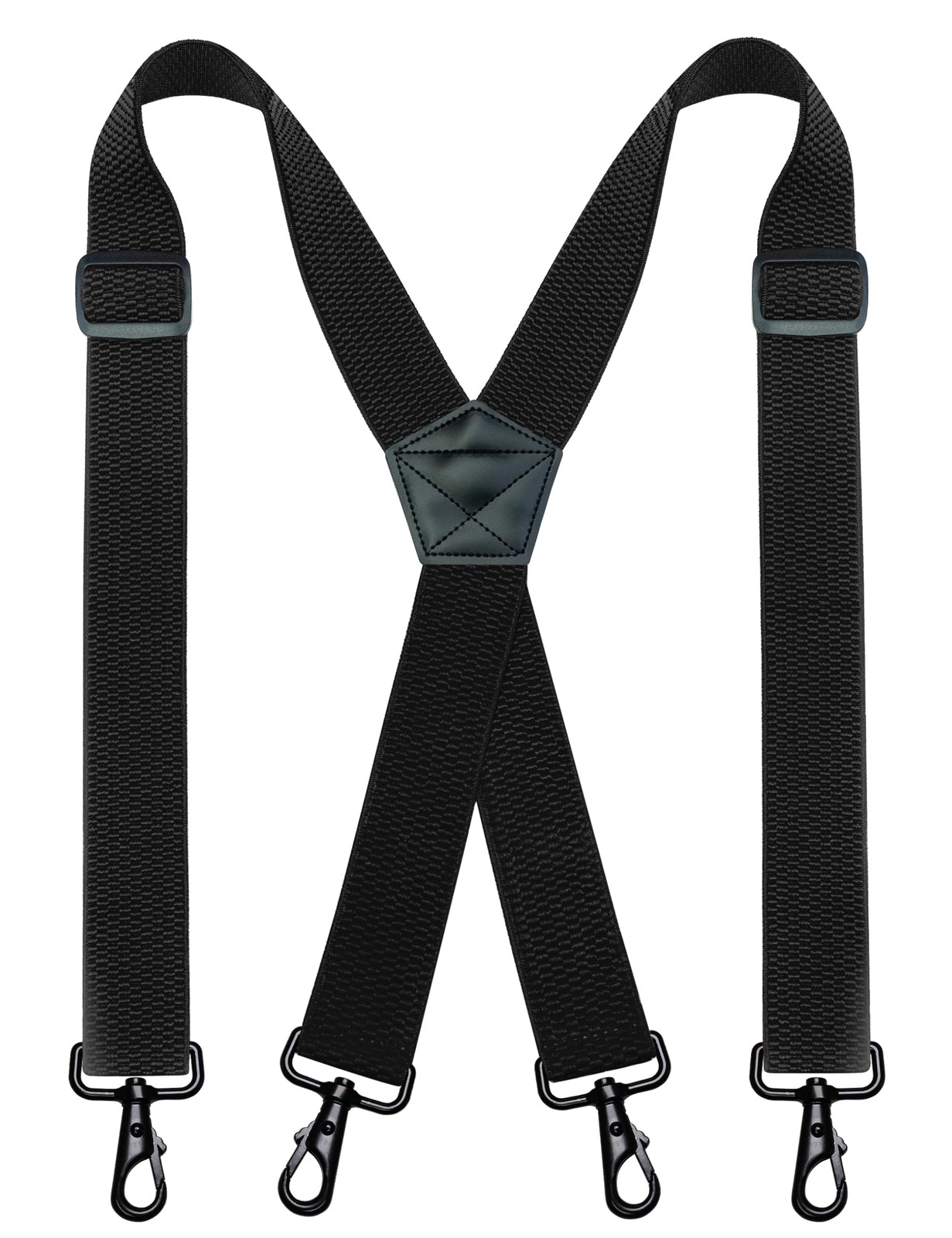 1.48″ Wide Heavy Duty Black Suspender with 4 Swivel Hooks for Jeans Pants(3)
