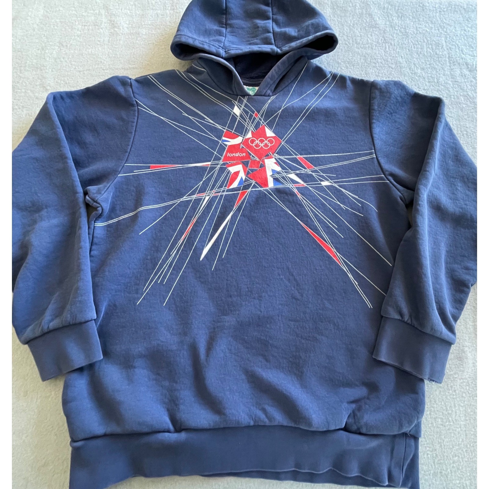 Adidas London 2012 Olympic Games Hoodie Navy Blue Graphic Pullover Mens Small