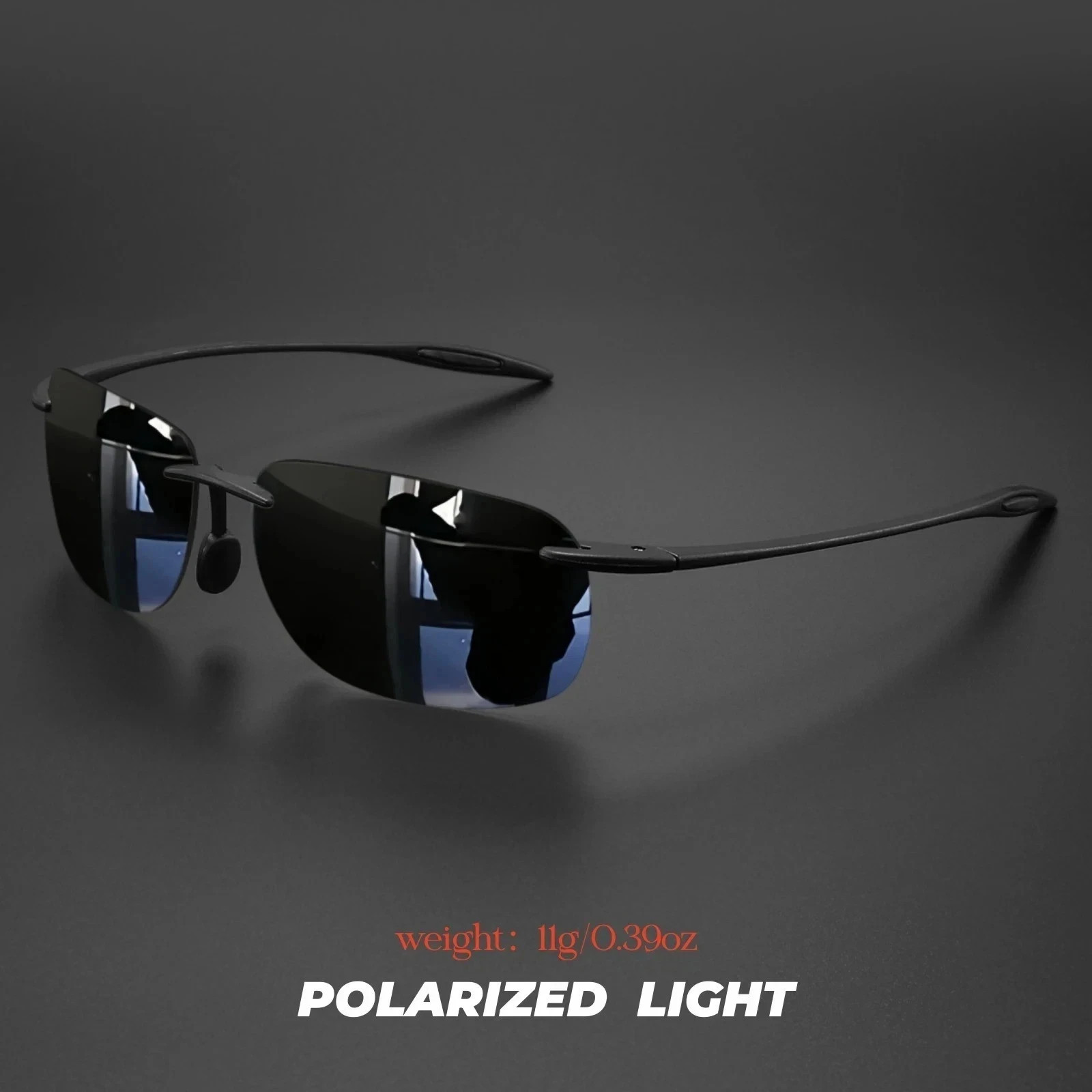 Rimless TR90 Sunglasses Polarized UV400 Lenses Lightweight Outdoor Men Glasses