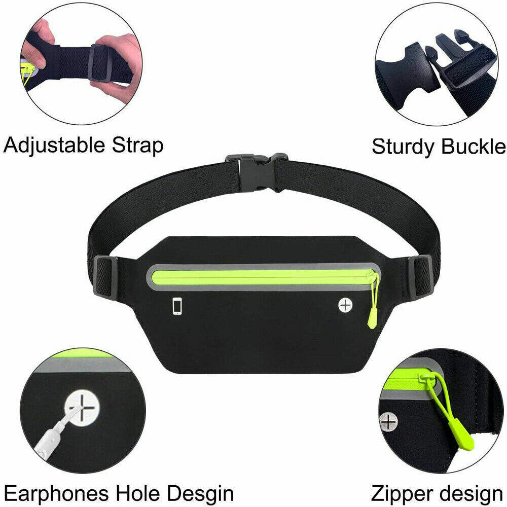 Waterproof Sport Runner Waist Bum Bag Running Jogging Belt Pouch Zip Fanny Pack
