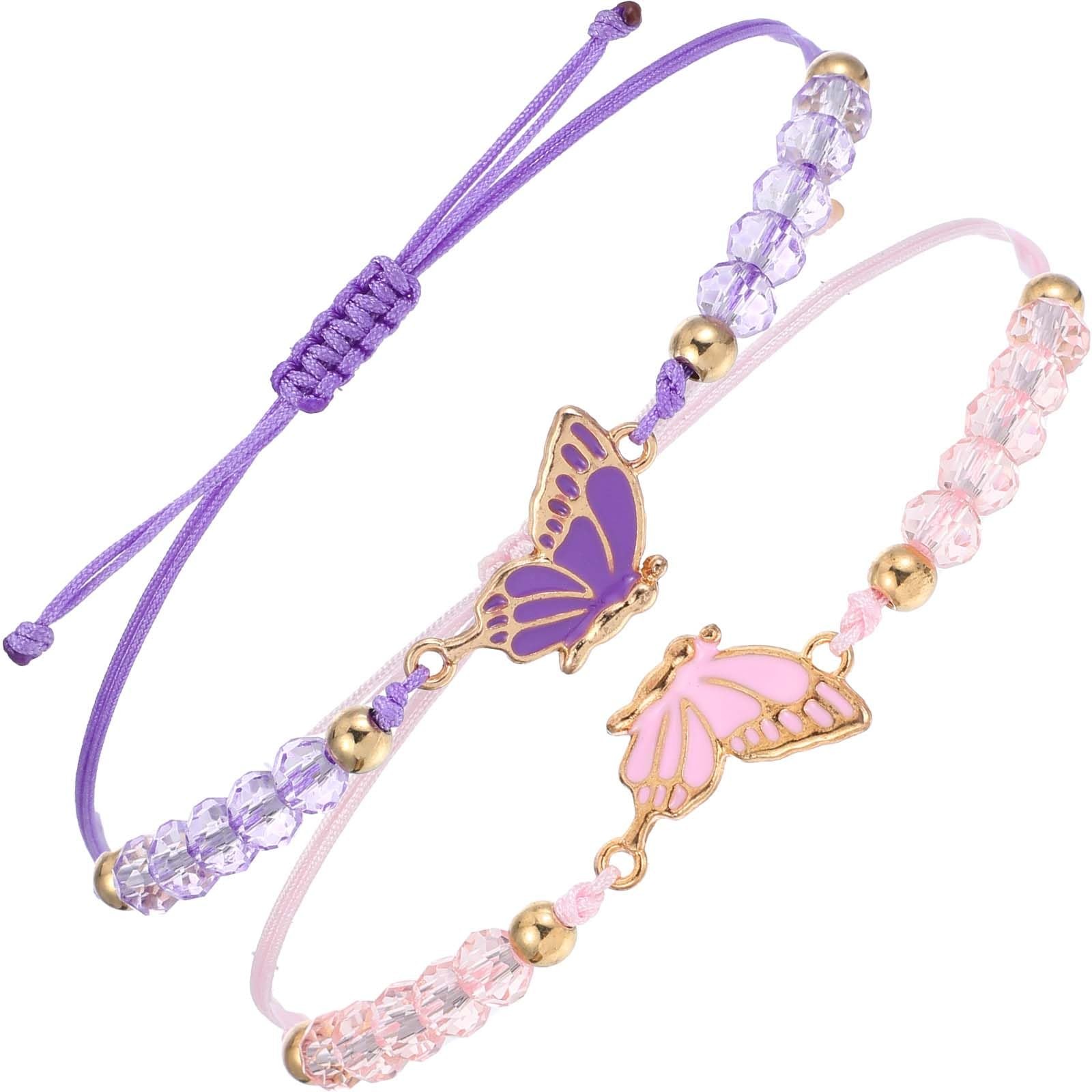 simarro 2pcs Matching Bracelets, Butterfly 27cm/10.63in, Pink + Purple