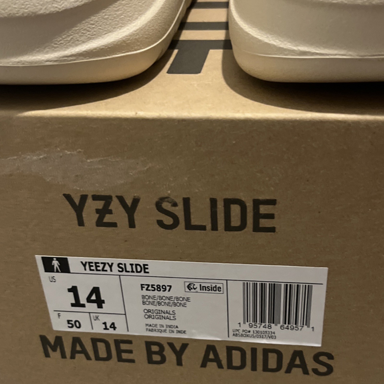 adidas Yeezy Slide Bone (Restock Pair) FZ5897 Size 14M