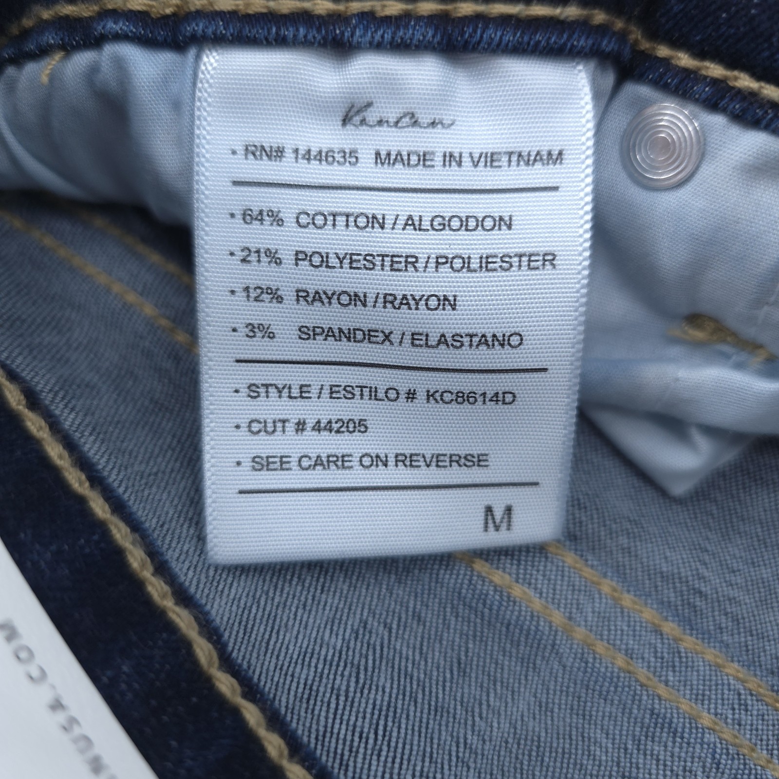 Kancan Shorts M 27 Mid Rise Bermuda Cuffed Blue Dark Wash Stretch 6 Inch Inseam