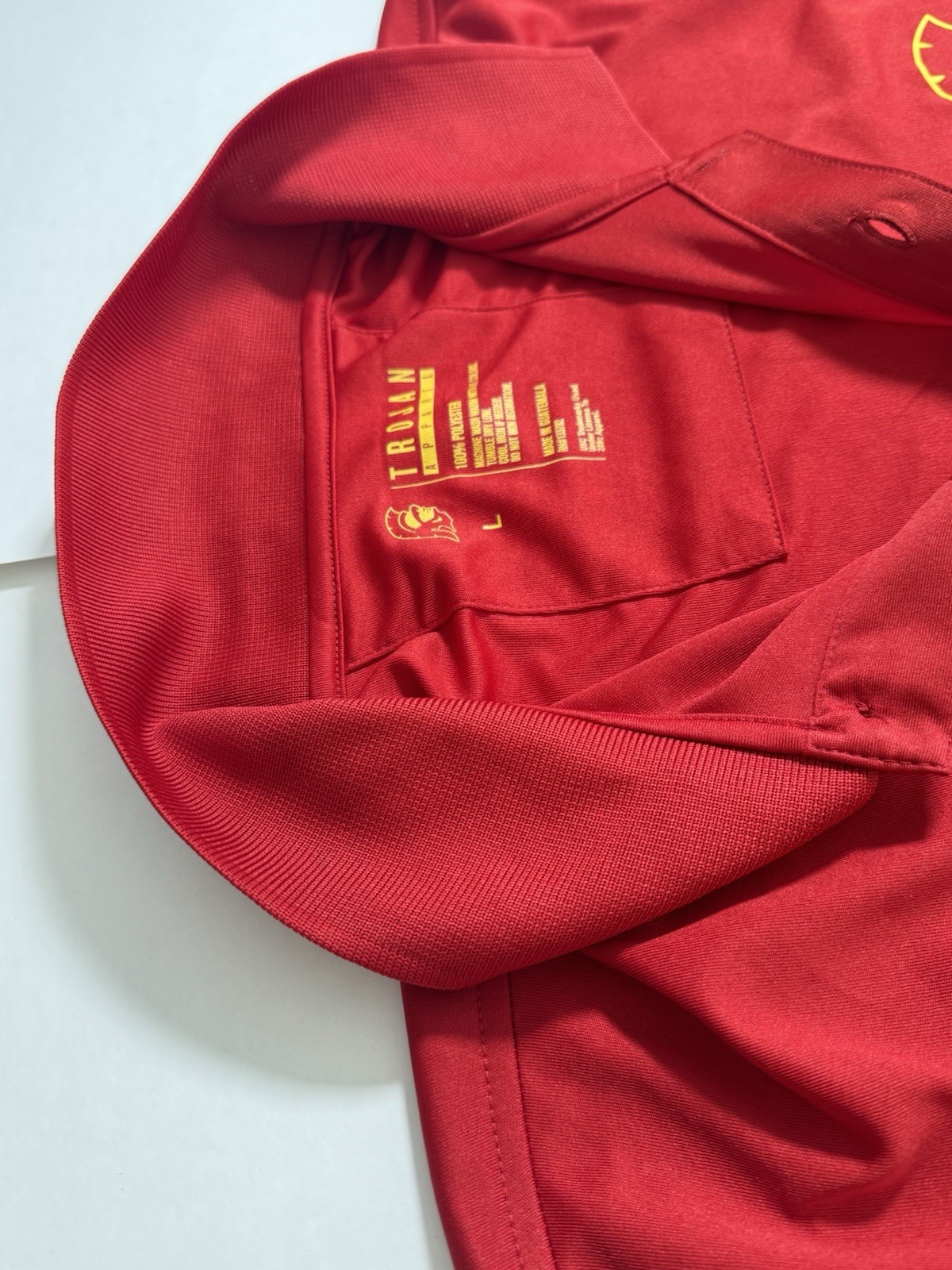 Pre Owned Excellent USC Trojans Apparel Polo Short Sleeve Shirt Red Men Sz Large