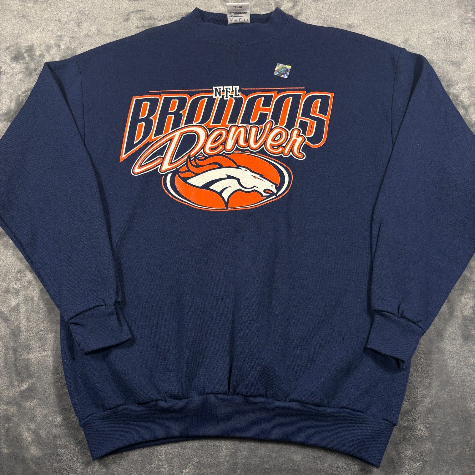 Vintage Denver Broncos Sweatshirt Mens Large Blue Logo Athletic Football NFL