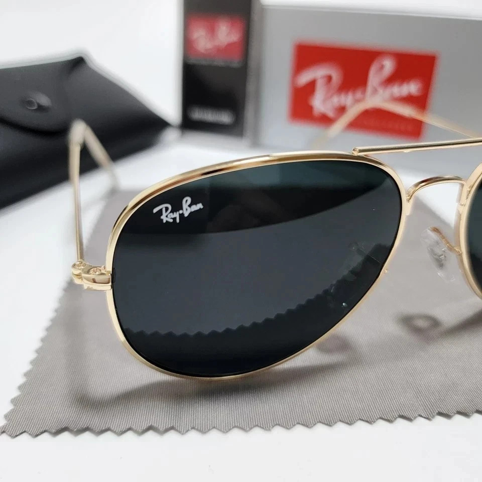 Ray-Ban RB3025 Aviator Pilot Sunglasses Gold Frame Glass Lens 58mm Unisex