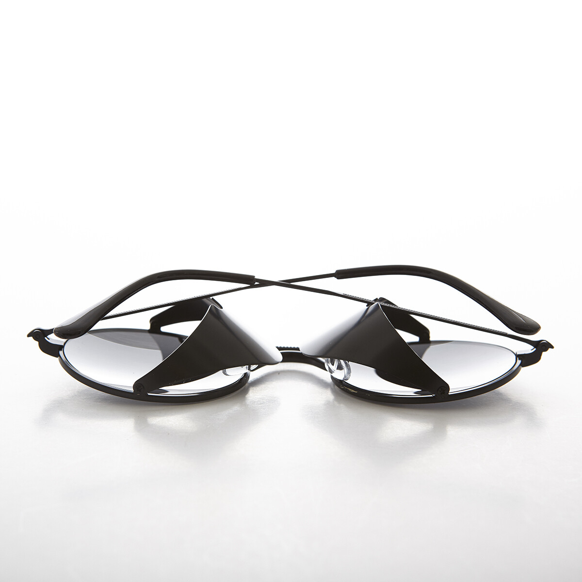 Black Metal Steampunk Sunglass with Folding Side Shields Gray Lens – Bram