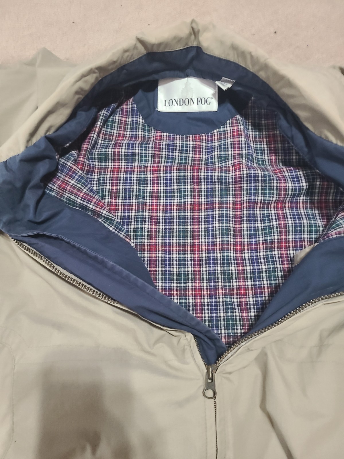 Vintage London Fog Bomber Style Jacket Tan Khaki Size Large