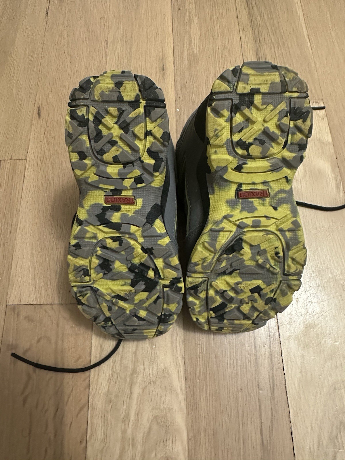 adidas Terrex Mid-Top Kids Hiking Sneakers Camo Gray/Black/Yellow 12K FX4187