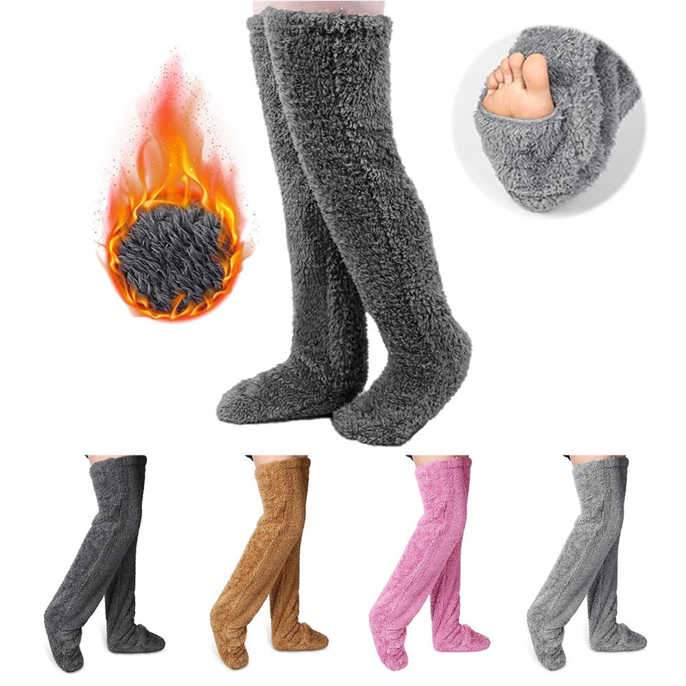 Over Knee High Fuzzy Socks Plush Slipper Stockings Warmers Winter Sleeping Socks
