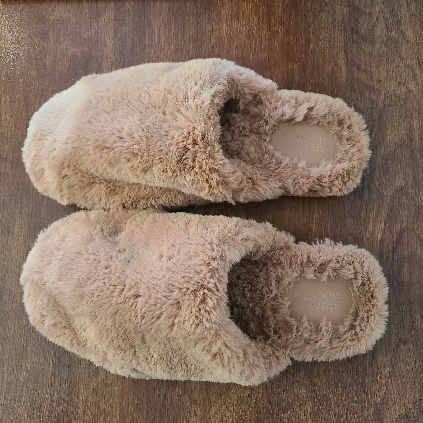 Plush Faux Fur House Slippers Size 9-10 Indoor Outdoor Non Slip Fuzzy Slides