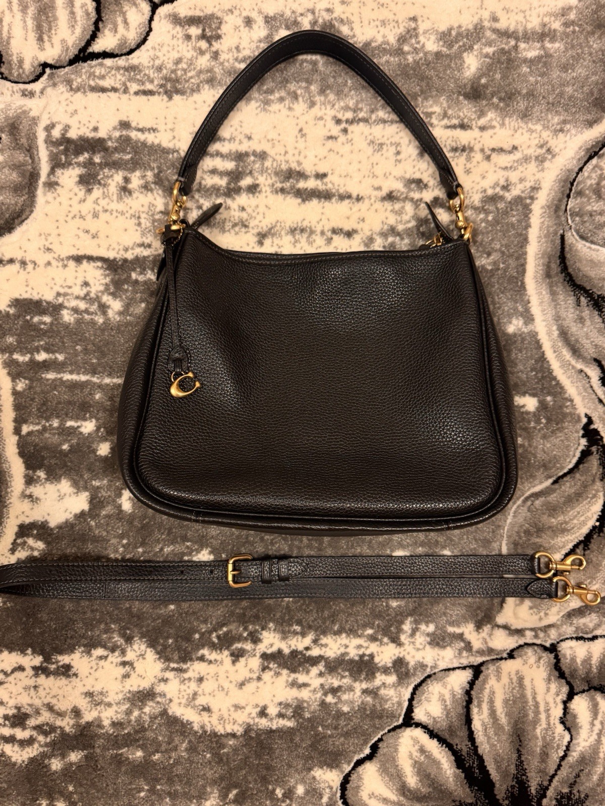 Coach Cary Large Black Pebbled Bag
