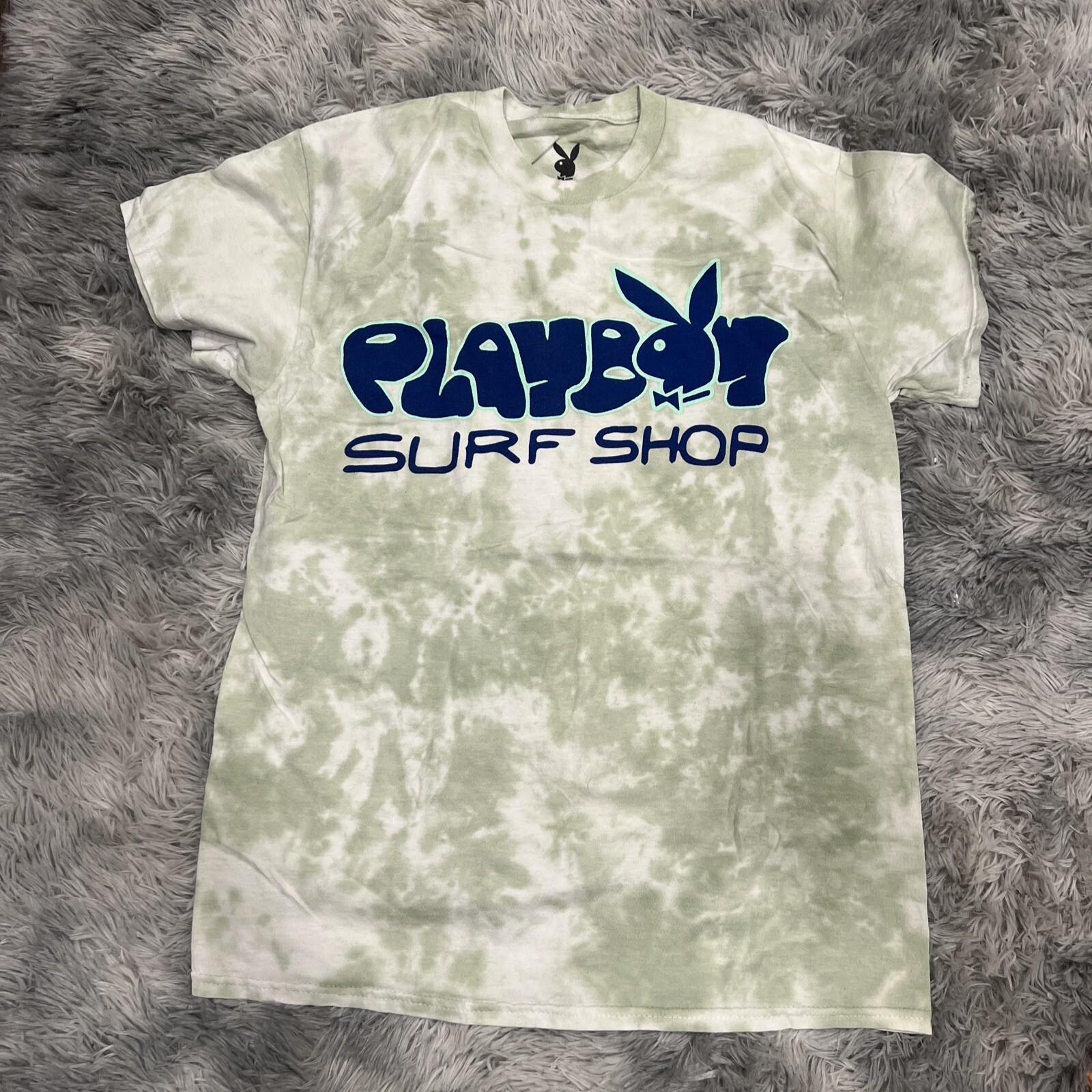 Playboy green tie dye blue surf shop graphic t mens M