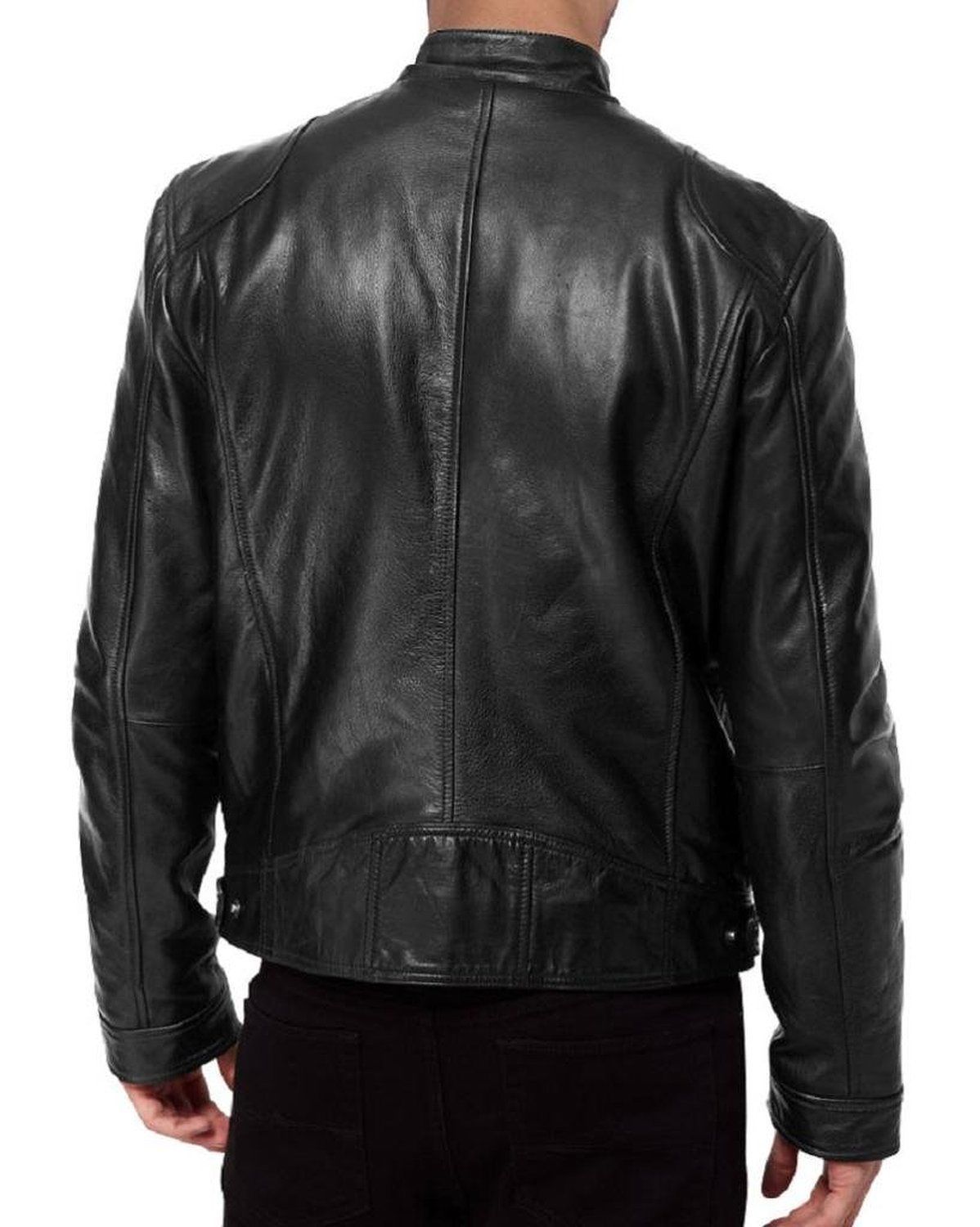 MEN’S SWORD MOTORCYCLE BLACK REAL LEATHER BIKER JACKET