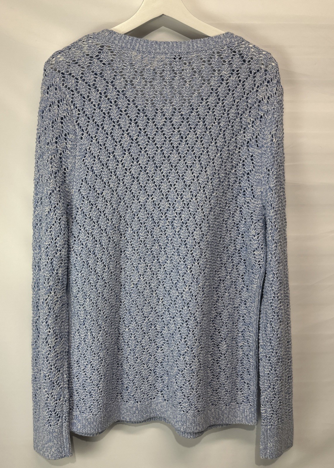 Talbots Powder Blue Open Knit All Seasons Sweater Cotton Blend Size XL