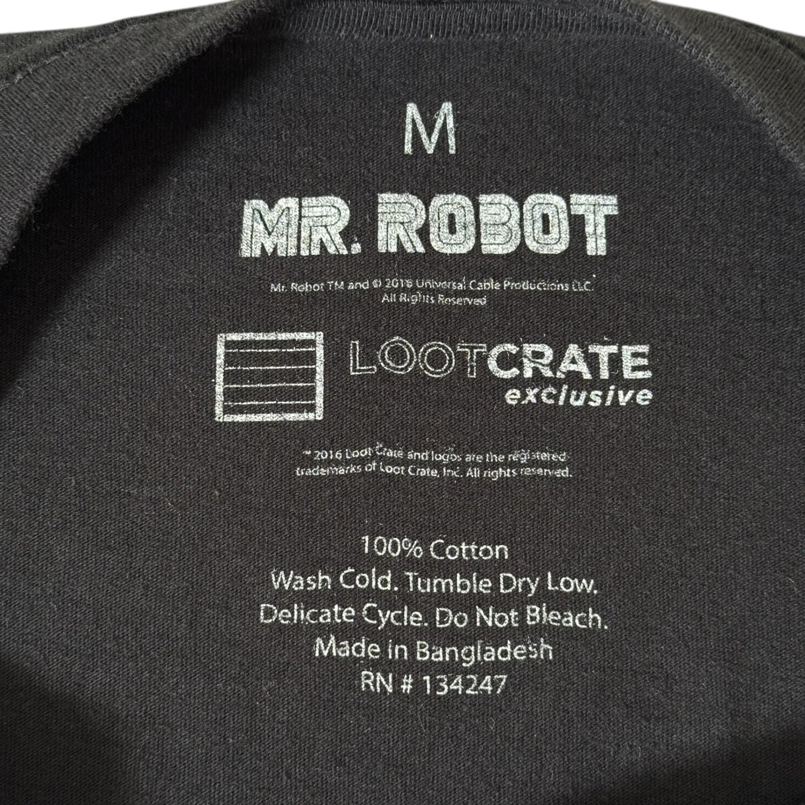 Mr. Robot FSociety Medium Black Loot Crate Exclusive Graphic Tee Men’s T-Shirt