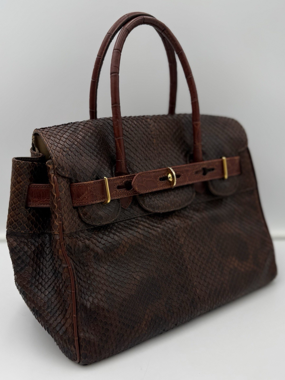 🐊COLOMBO 1937 MILANO Exotic Genuine Snakeskin & Crocodile 30 Bag Made in ITALY