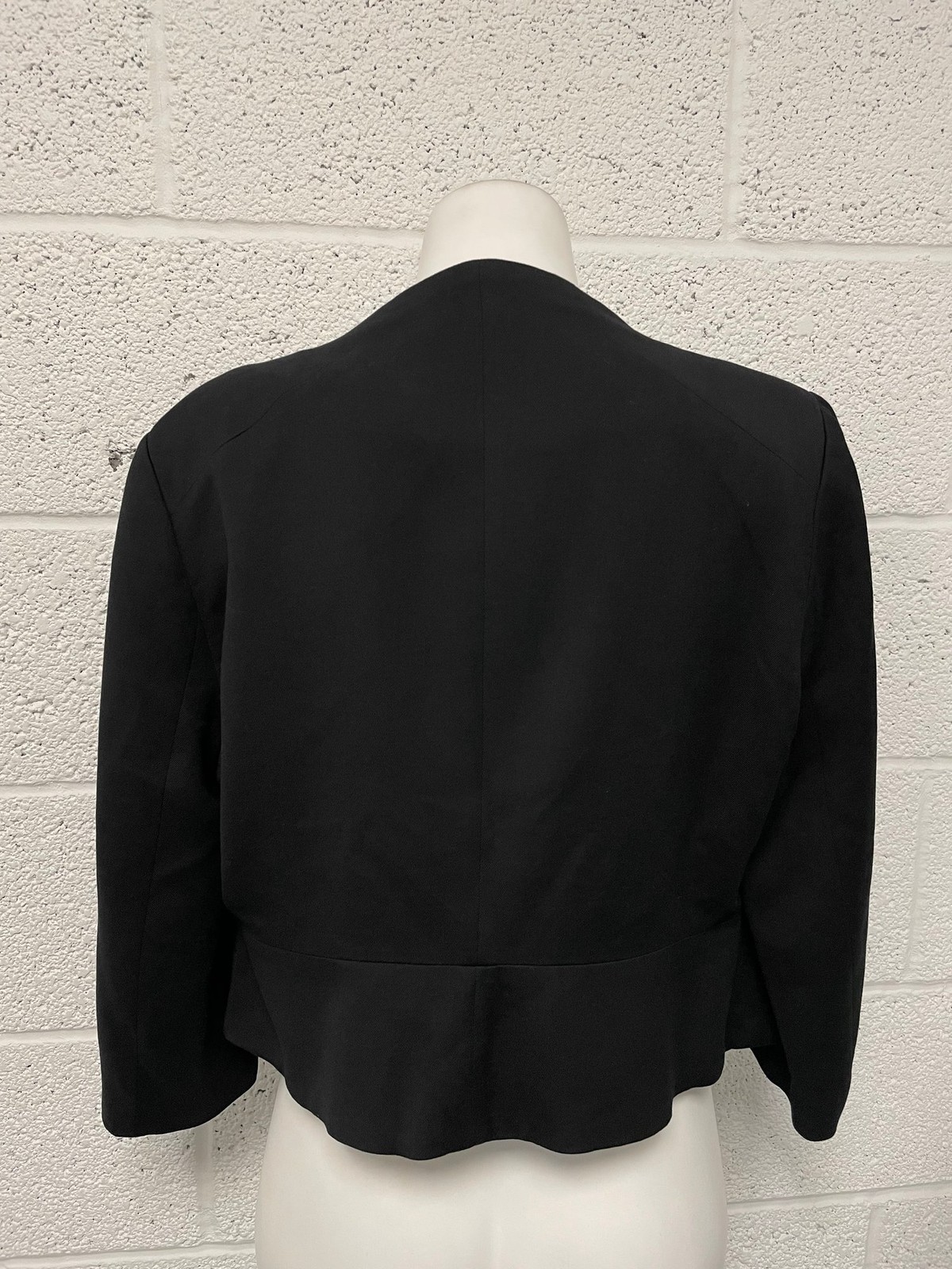 Whistles Virgin Wool Blend Jacket Short Open Waterfall Smart Work Black UK 16