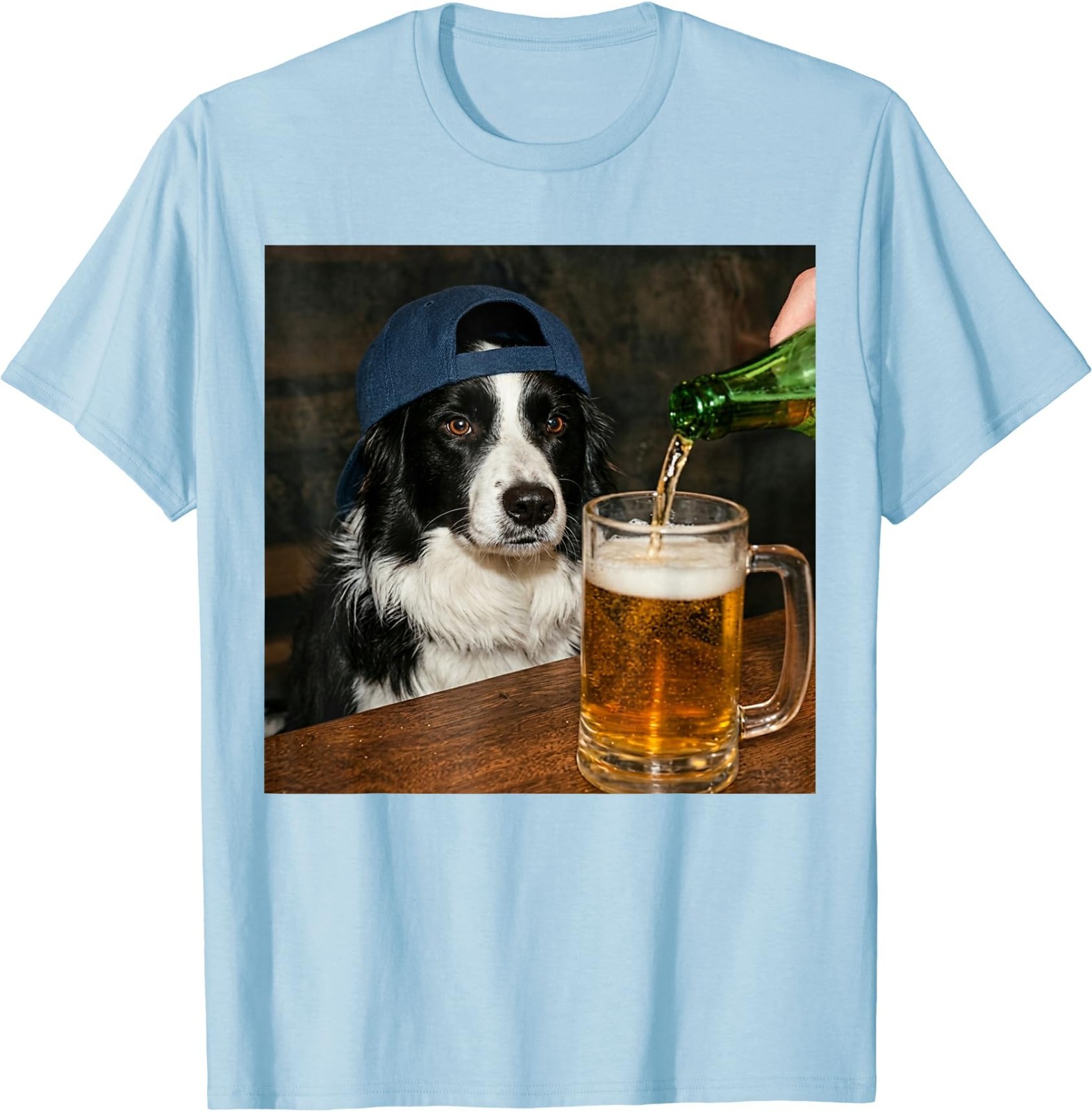 Border Collie Drinking Beer Funny Dog Meme T-Shirt