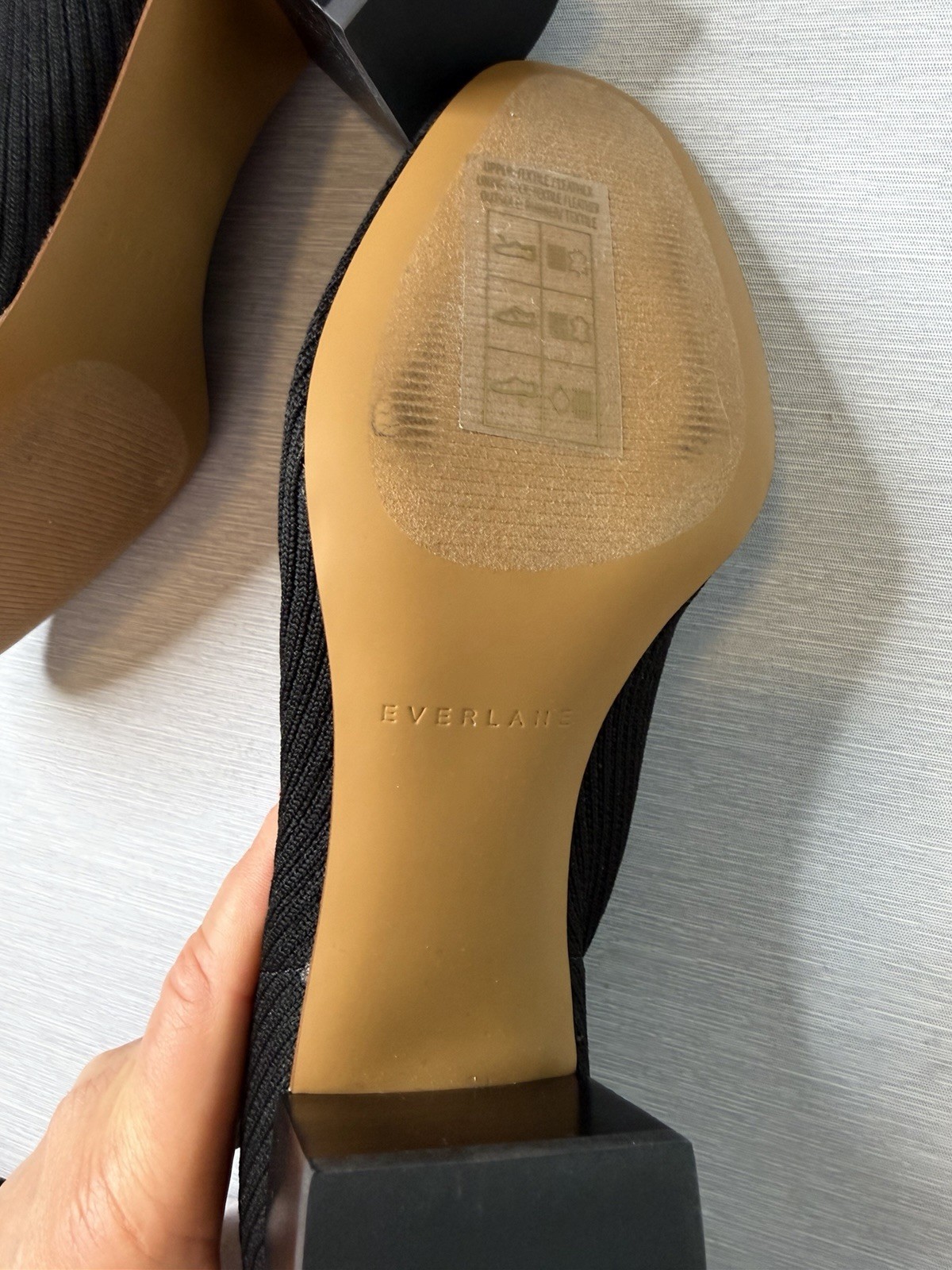 Everlane The Glove Boot Rib Knit Ankle Sock Boots Size 8 Black ReKnit Block Heel