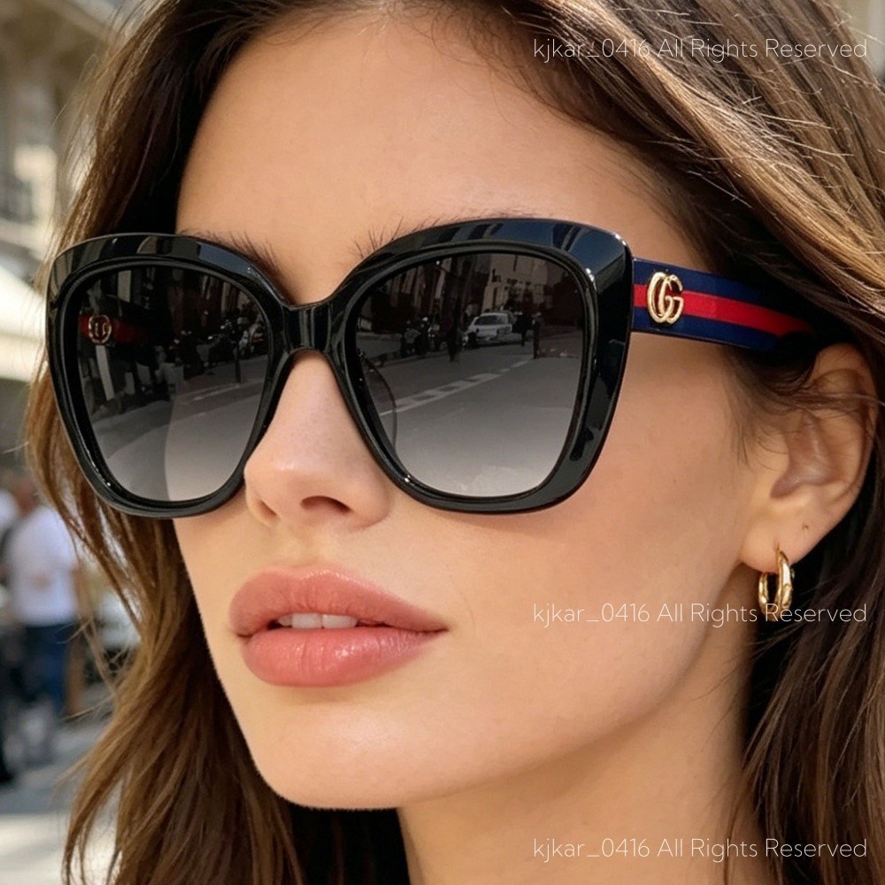 Gucci GG0860S Women Sunglasses Cat Eye Gradient Lens Gold GG Logo UV400 Shades