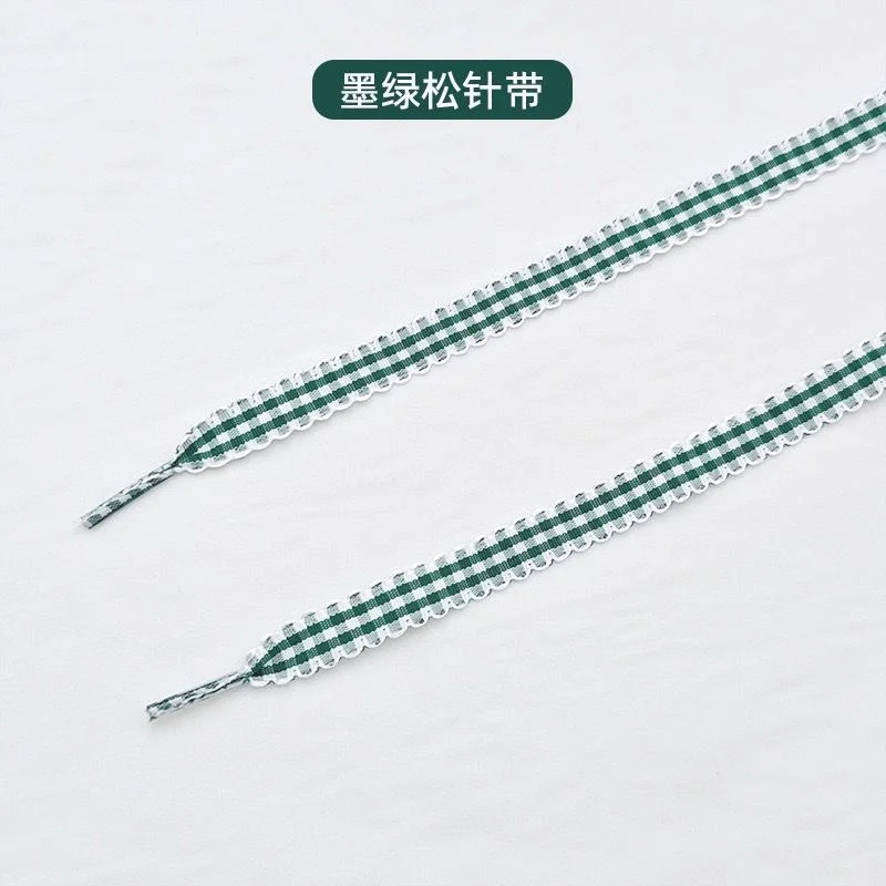 1 Pair 1cm Wide Ribbon Grid Flat Shoelaces Length 120cm Trendy DE Training Shoes
