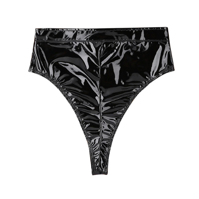 PVC Faux Leather High-Waisted Front Zip Up Booty Shorts Hot Pants Belt Underwear