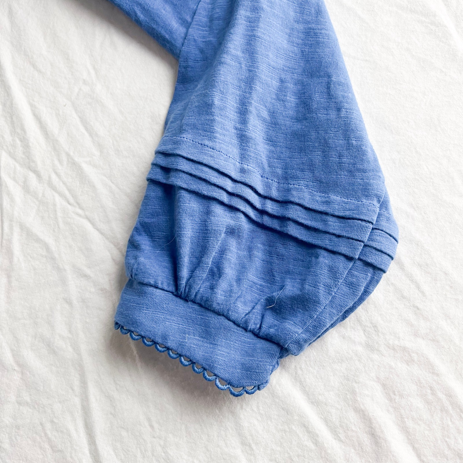 NWT Boden Top Blouse Size 10 Blue Henrietta Pintuck Henley Cottagecore Cotton