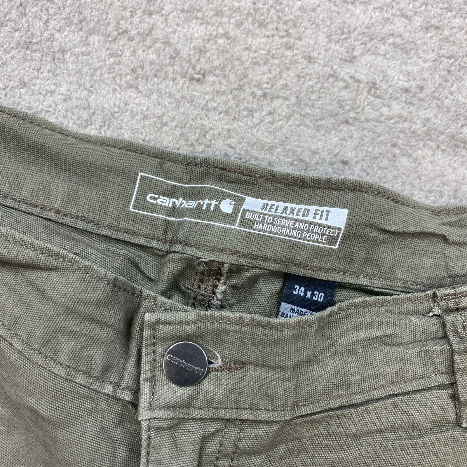 Carhartt 102802 Canvas Double Knee Pants 34 Green Y2K Workwear Rigby Mens 34×30