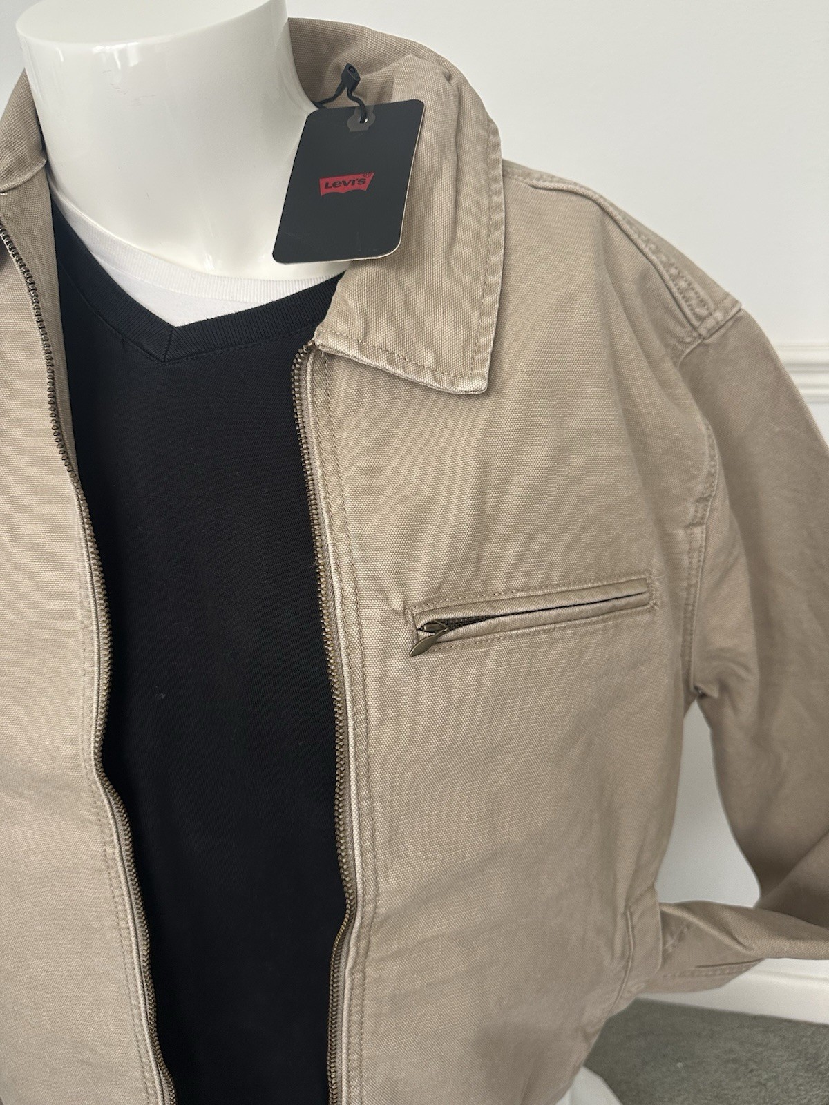 Levi’s Mechanics Full Zip Light WT Canvas Beige Tan Garage Jacket Medium