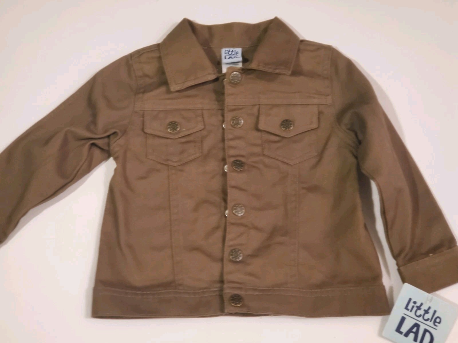 Little Lad green denim jacket 2T, NWT, adorable, snap up, 2 front pockets
