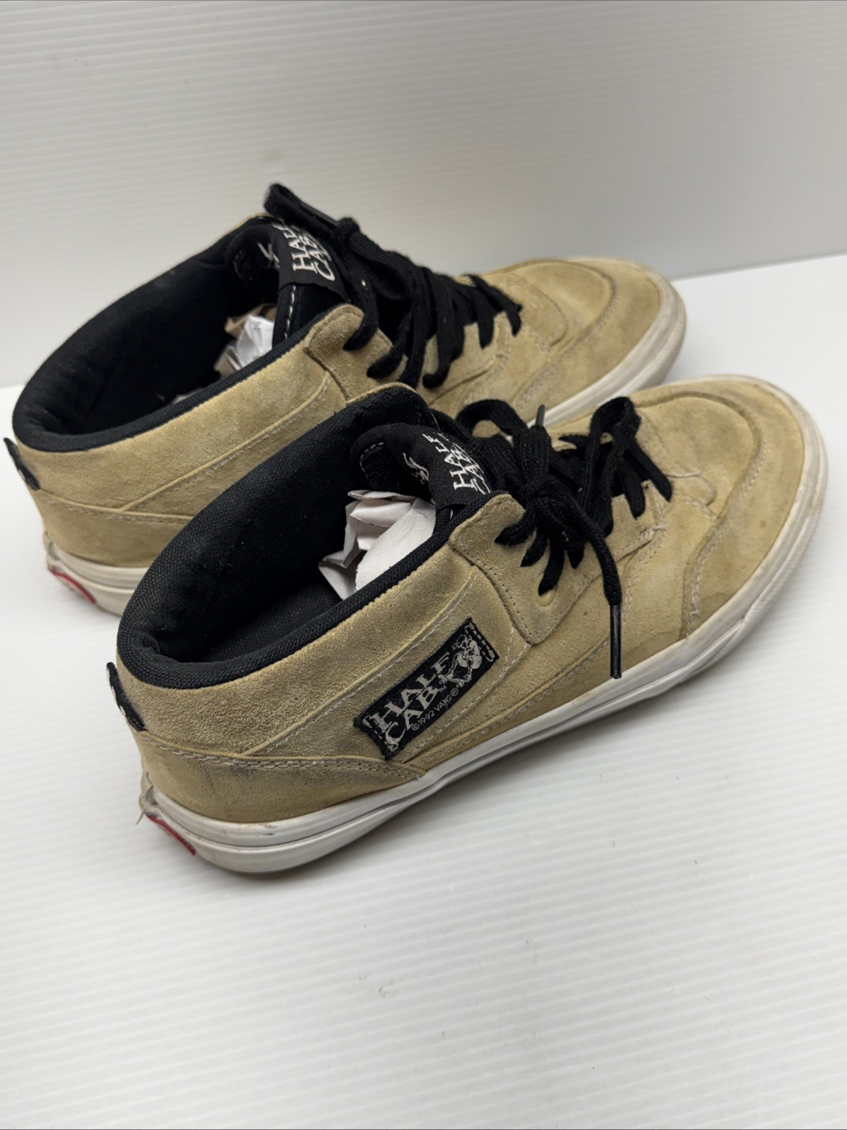 Vans Skate Half Cab 93 Taupe Tan White Men’s size 8 ah spit baker