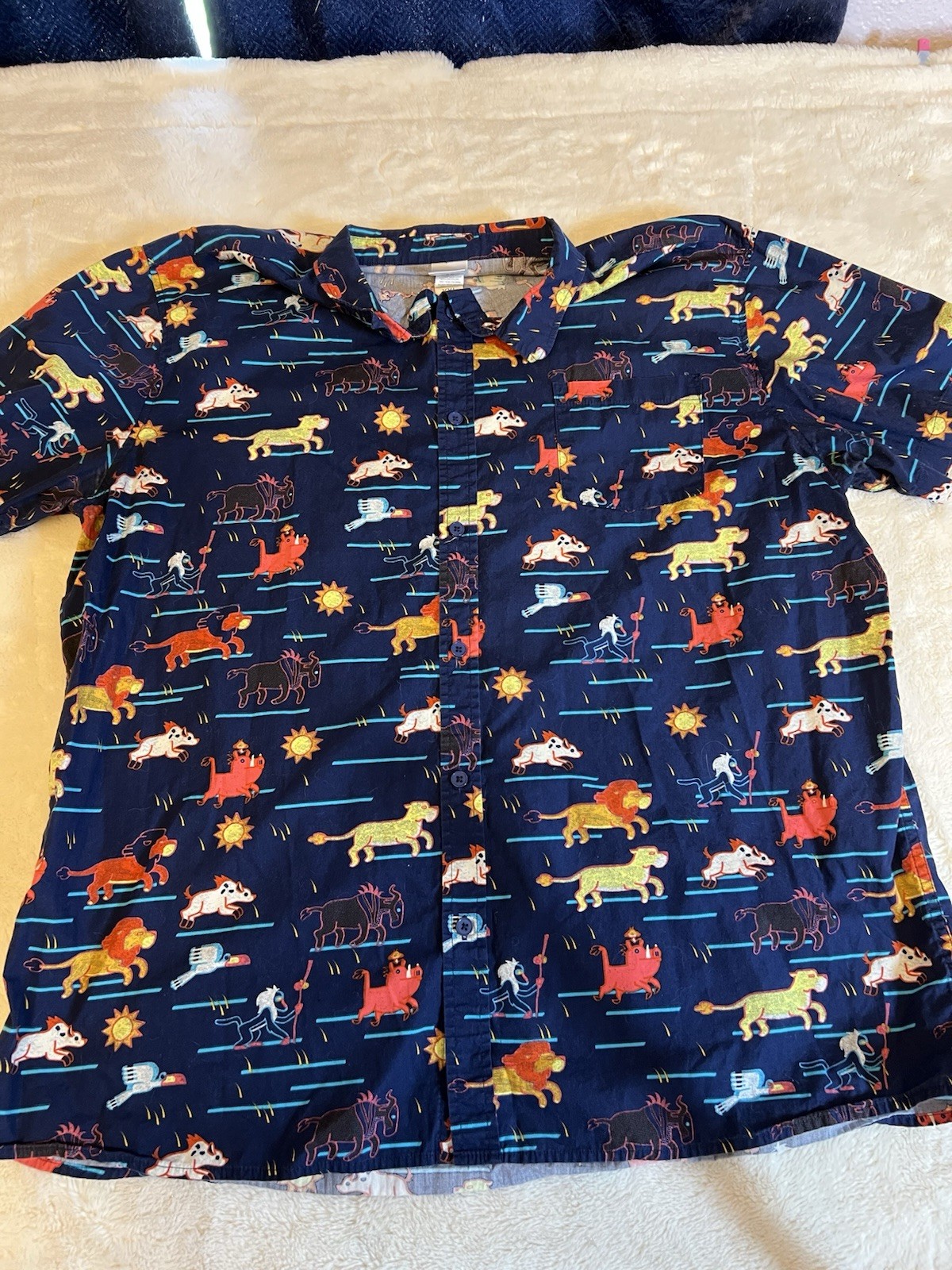 Disney The Lion King XXL Button Up Shirt Hakuna Matata Timon Pumbaa Simba AOP…