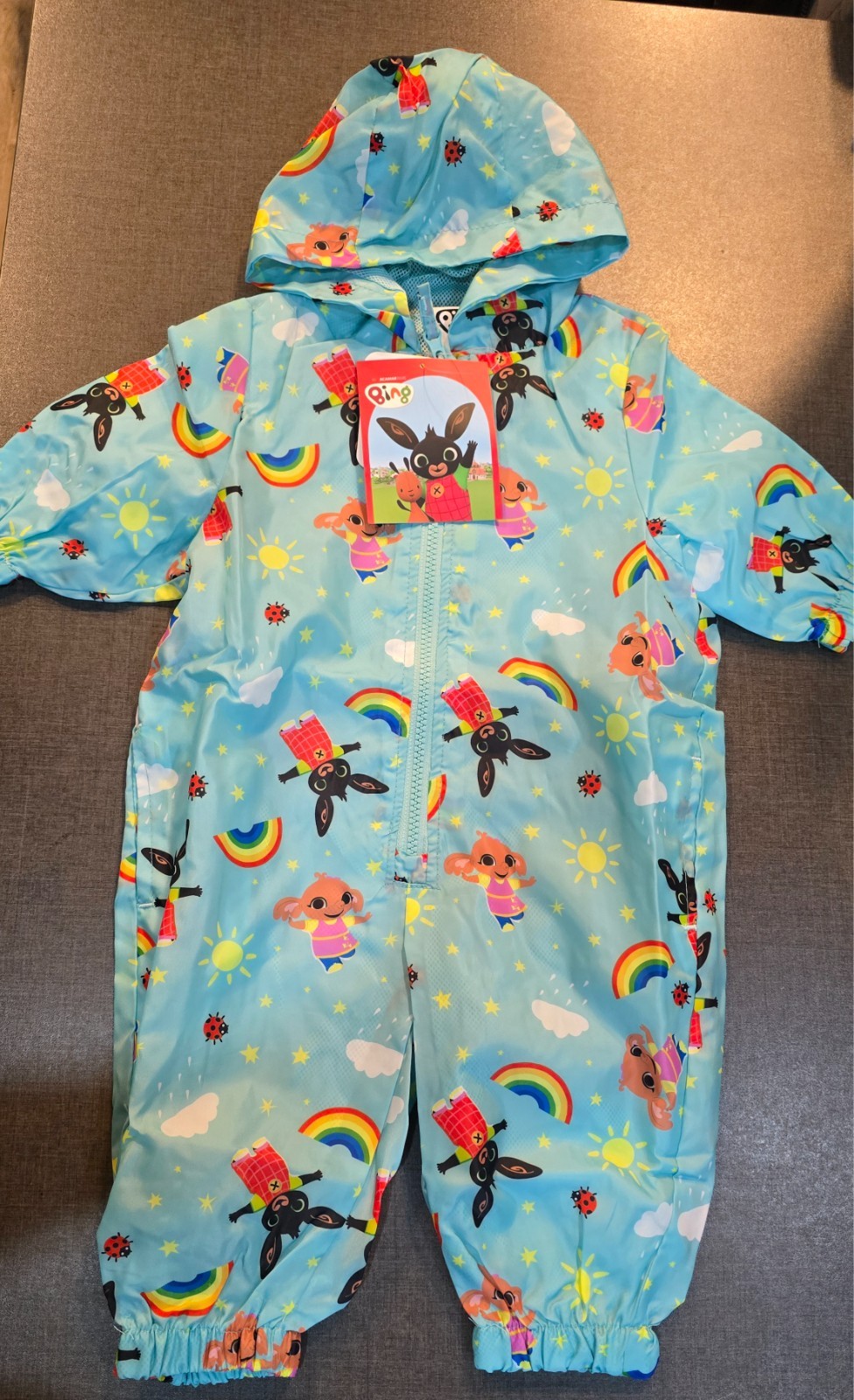 Bing bunny rainbow AOP rain all in Puddle Suit 6-9-12-18 Months 1-2-3-4 years