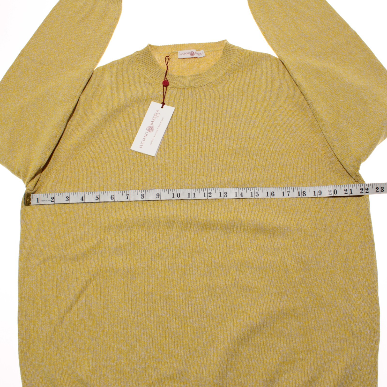 Luciano Barbera NWT Pullover Sweater Size 56 US XXL in Yellow/Beige Cotton/Linen