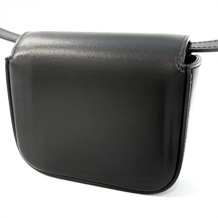 AUTHENTIC CELINE Triomphe Calfskin 10I513DPV mini claude Shoulder Bag black