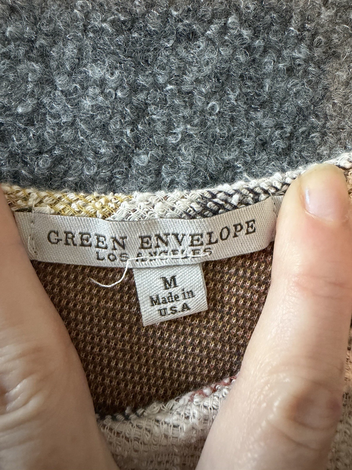 Green Envelope Tank Top 100% Cotton Textured Knit M