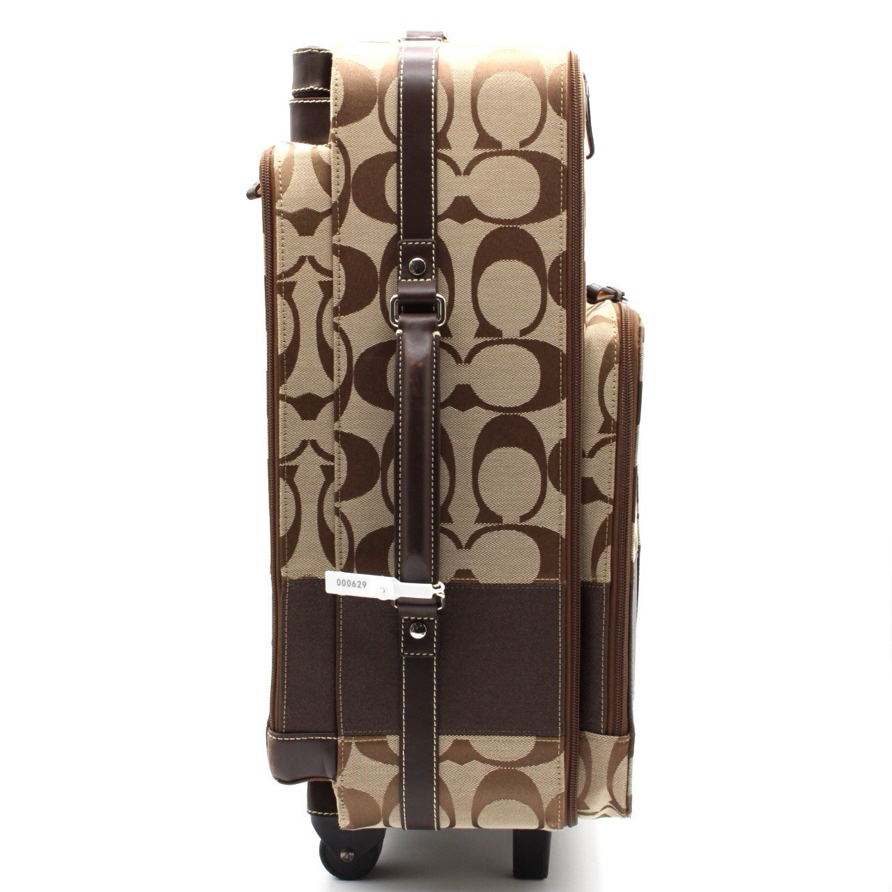 COACH F77180 Signature Canvas Leather Rolling Suitcase Carry On Luggage Brown