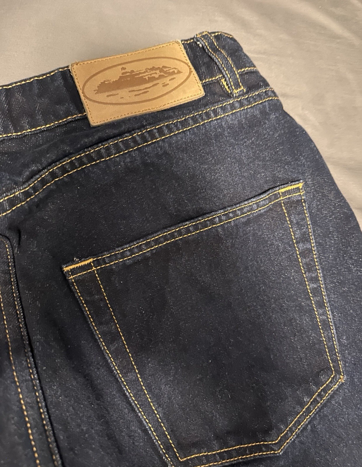 Corteiz Frayed Denim Baggy Jeans ‘Indigo