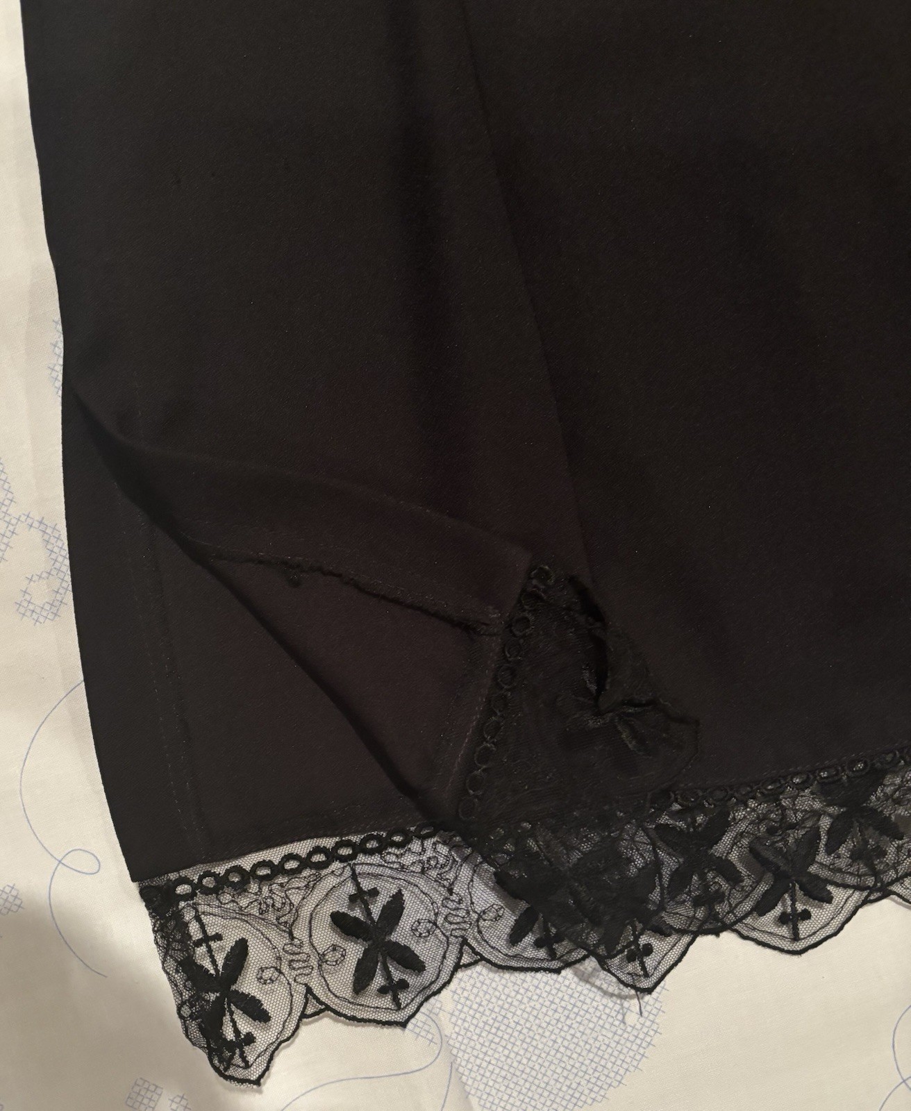 Nouritano By Karess Paris Sleeveless Black Button Up Tunic Lace Hem Vintage