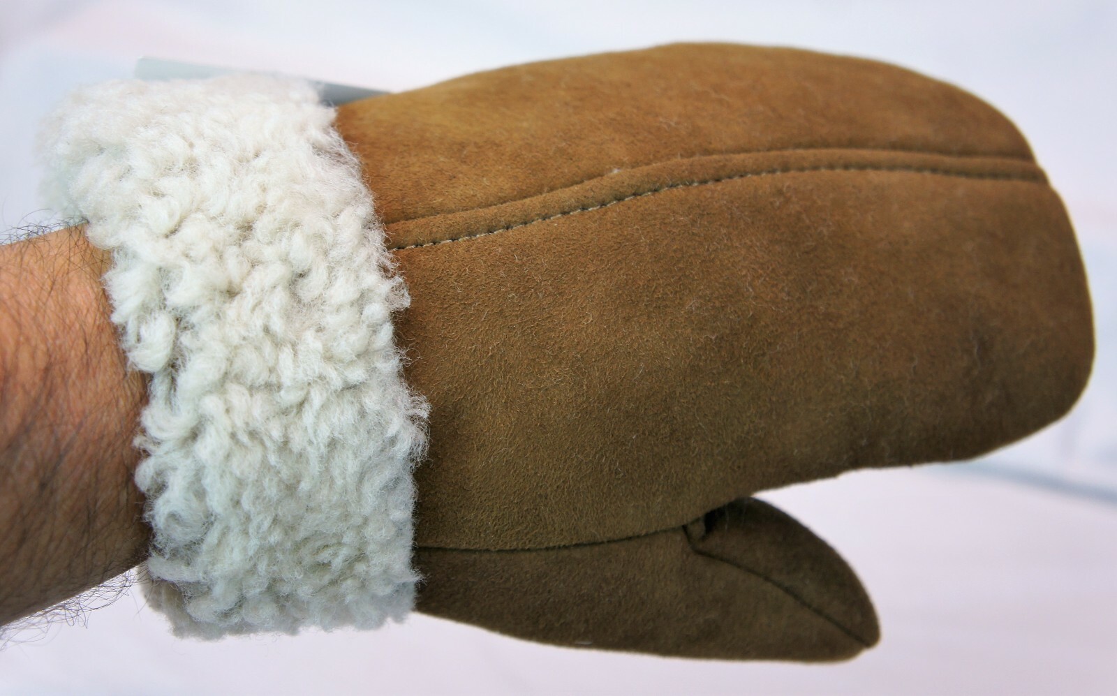 REAL GENUINE SHEEPSKIN SHEARLING LEATHER MITTENS UNISEX TOFFEE BROWN SUEDE S-2XL