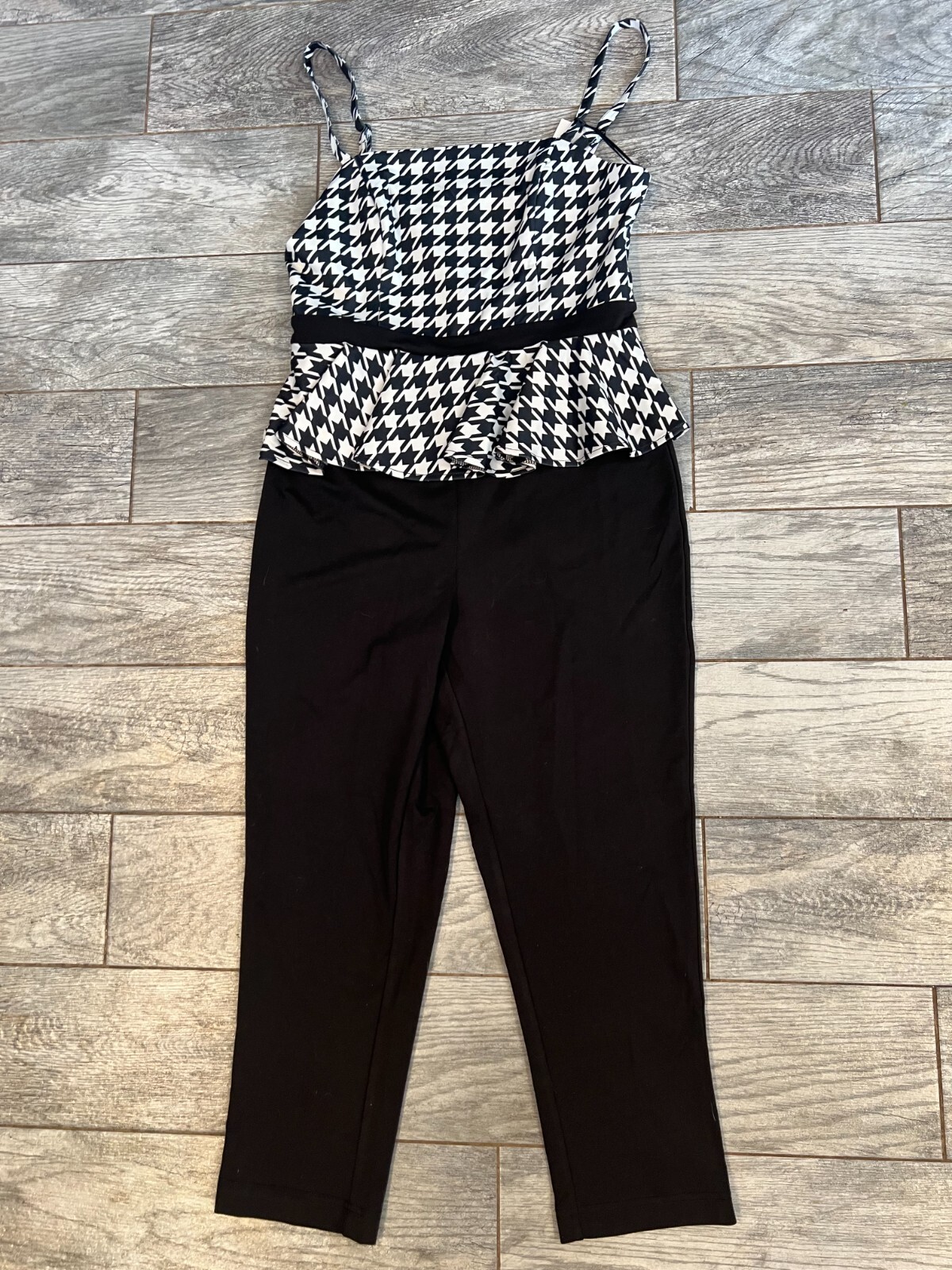 Unique Vintage Jumpsuit Large Houndstooth Jumper NWT size Large 10 12 Peplum